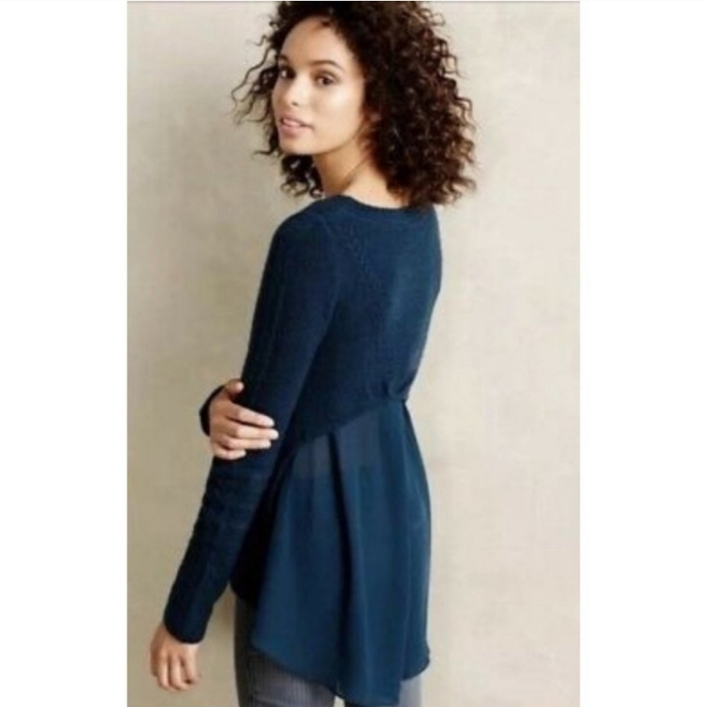 Anthropologie Knitted & Knotted Sweater Size Medium Turquoise color